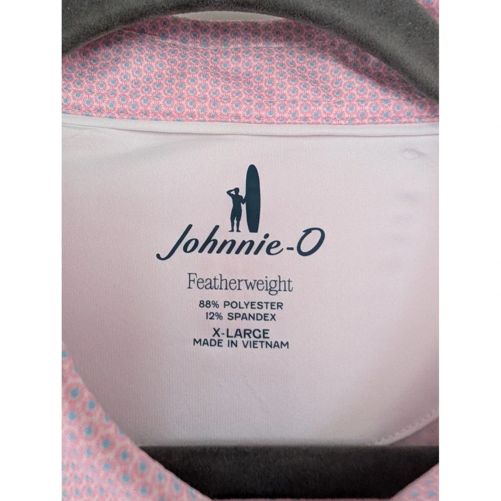 Johnnie-O Featherweight Golf Polo Shirt Mens XL Azalea Pink Geometric Golfcore